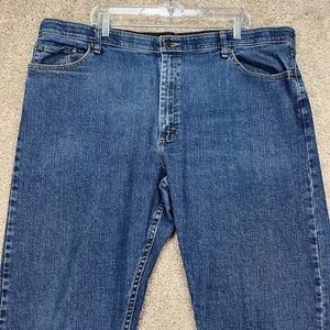 Wrangler Jeans Mens 42x29 Blue Denim Stretch Waistband‎ Straight Leg Authentics